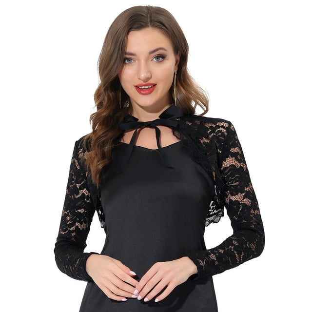 Bolero de Encaje Allegra K para Mujer Negro M