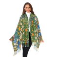 thumbnail image 3 of FORMRS Womens Scarf Winter Soft Long Big Warm Shawls Wrap Tassel Scarves, Orange Floral Garden, 3 of 9