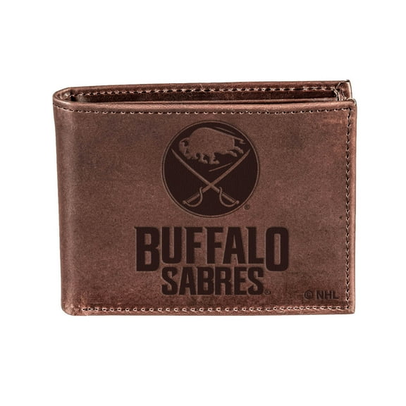 Brown Buffalo Sabres Bi-Fold Leather Wallet