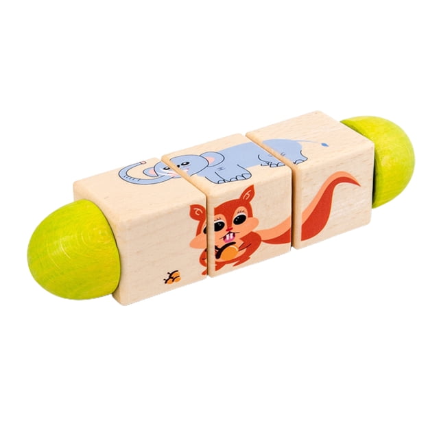Bloque Giratorio De Madera, Bloque De Rompecabezas De Madera De Animales, Juguete Para Regalo De Educación Temprana Para Niños Y Niñas En Edad Preescolar Yuarrent FN007966-01