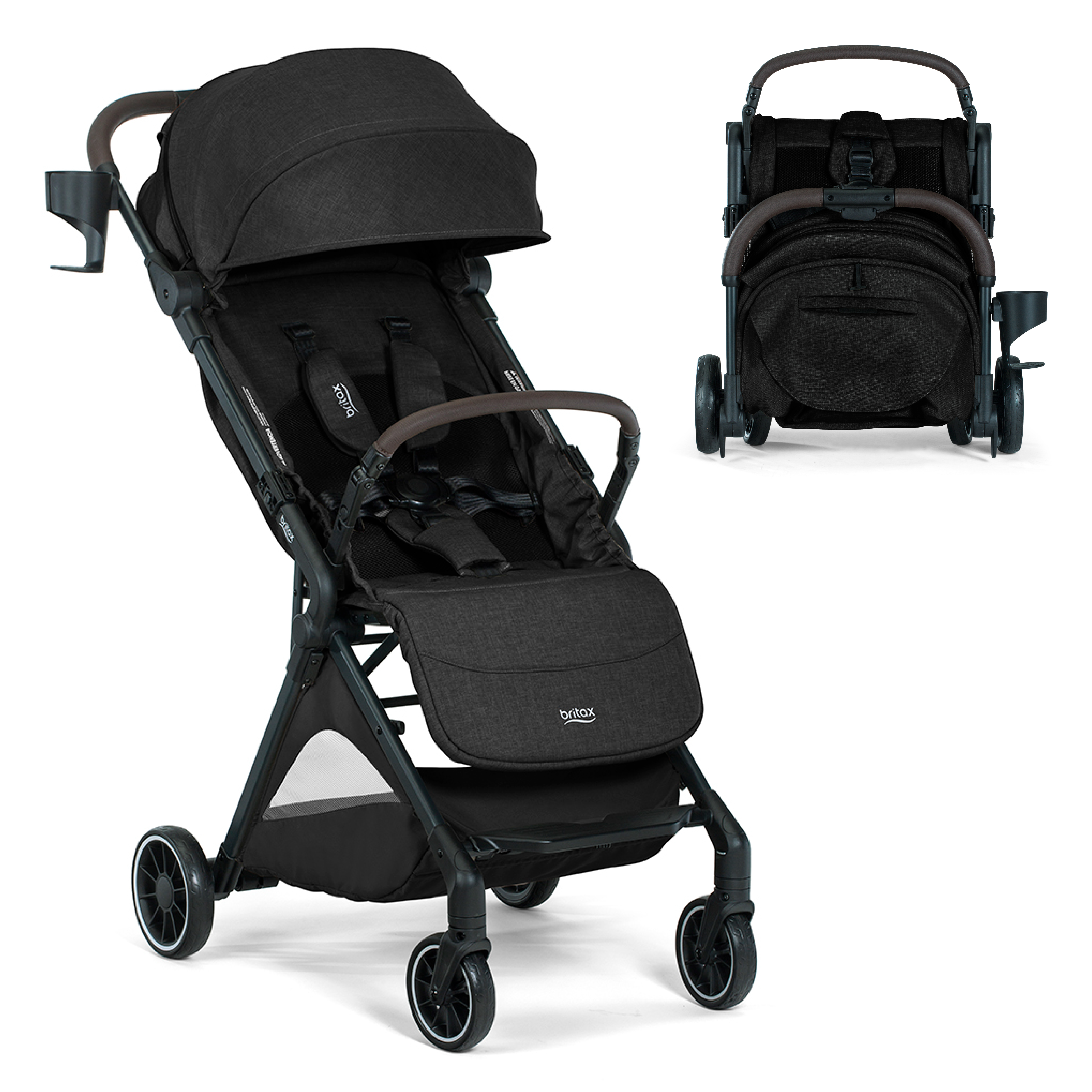 Britax® Juniper™+ Compact Stroller With One-Hand RapidFold™, Infant Car Seat Compatible — Raven Black