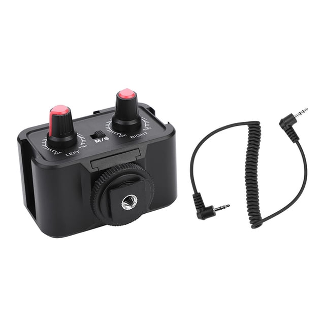 WSV2 2 Canales Micrófono Micrófono Adaptador De Audio Mixer Premium Ligero Ligero Portable Solución De Mezcla De Audio De Audio Para Cámaras DSLR Plástico Negro 7 X 4 X 5.8 Cm