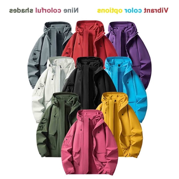 Zysthvn Athletic Men Jacket Rain Fall Outdoor Lightweight Sport Coats for Men Hiking Solid with Pockets Hooded Full Zip