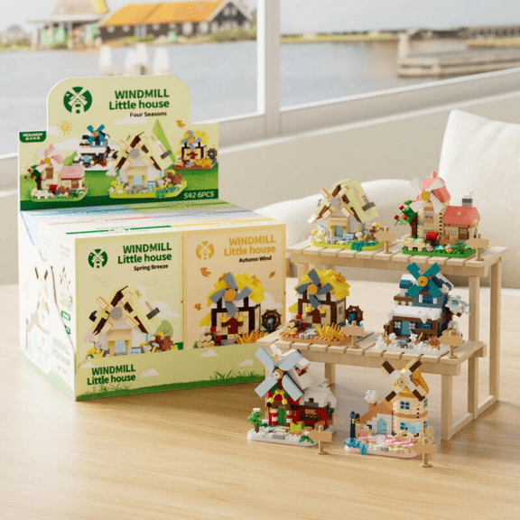 Adults Building Blocks Set 6Pack Windmill House DIY Building Kit with 1802Pieces Micro Building Blocks for Kids Birthday Gifts