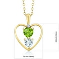 thumbnail image 2 of 18K Yellow Gold Plated Silver Green Peridot Sky Blue Aquamarine and White Created Sapphire Pendant Necklace for Women (0.76 Cttw, Gemstone Birthstone, Heart 5MM and 4MM, with 18 inch Silver Chain), 2 of 3