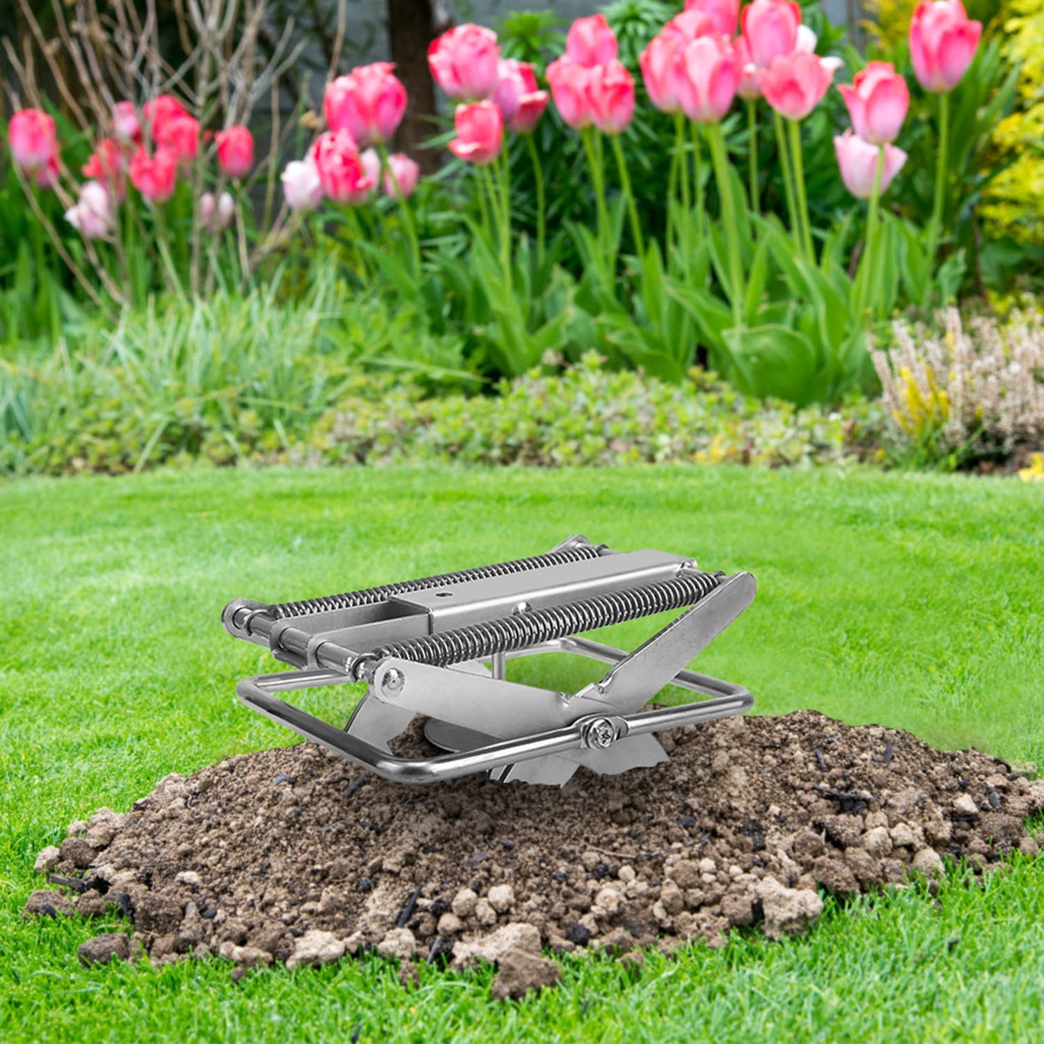 2 Pack Mole Traps Thickened Metal Mole Scissor Trap Reusable Mole Trap Mole Control Easy Set Ground Mole Trap for Lawns (Silver)