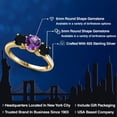 thumbnail image 2 of Gem Stone King 18K Yellow Gold Plated Silver Purple Amethyst and Black Onyx Engagement Ring for Women | 1.95 Cttw | Round 6MM | Gemstone February Birthstone | Size 9, 2 of 6