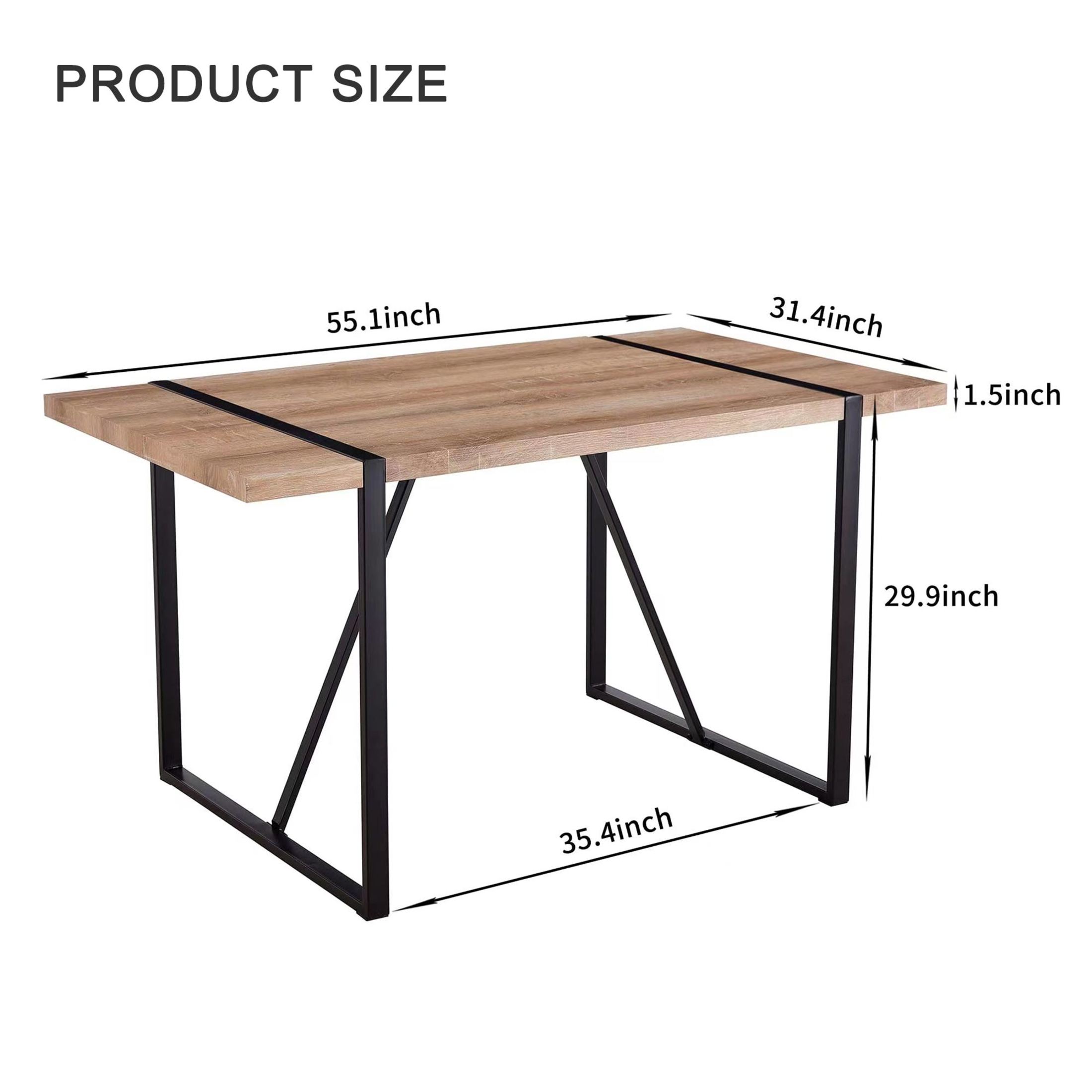 Noble House 55" Modern Dining Table and Chairs, MDF Wooden Top, Black Metal Legs, Rustic Industrial, Dark Gray