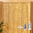 thumbnail image 6 of 300 LED Fairy Curtain Lights, 9.8ft x 9.8ft Warm White Curtain String Lights, USB Plug in 8 Lighting Modes Decoration, Hanging Lights with Remote for Bedroom Indoor Weddings Dorm, 6 of 9