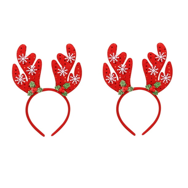 Diademas para mujer, 2 unidades, cuadradas, con diseño de ciervos navideños, flores de nieve, accesorios para niñas, accesorios de fotografía, diadema divertida.