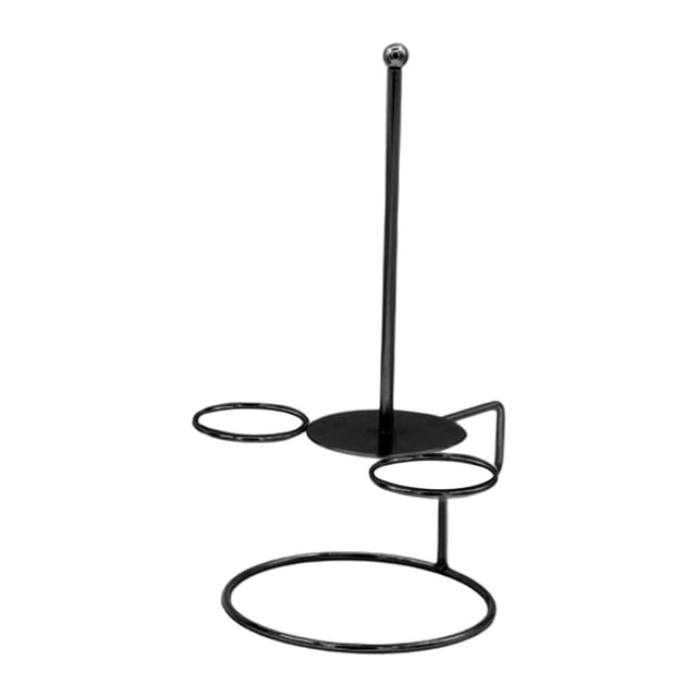 Expositor de donas, torre de aros de cebolla, soporte de acero inoxidable para donas de mostrador. negro