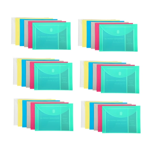 C-Line Poly XL Reusable Envelope, Letter Size, Side Load, Assorted, Pack of 36