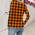 thumbnail image 4 of Enjoytime Long Sleeve Shirts for Women Plaid Patchwork Crewneck Blouse Business Casual Plus Size Fall Fashion Tops Orange S, 4 of 6