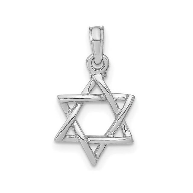 Star Of David Pendant Necklace in 14K White Gold (NO CHAIN)