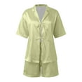 thumbnail image 4 of Women Pjs Sets Women's Silk Pajamas Short Sleeve Shirt-Style Collar Sleepwear 2 Piece Pajama Set for Women Fall Lounge Sets for Women XXL, 4 of 6