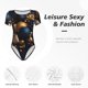 thumbnail image 4 of Balery Elegant Golden Blue Ornaments Body de cuello redondo de manga corta para mujer Tops de manga corta Tops básicos-Large, 4 of 7