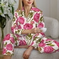 thumbnail image 6 of Uemuo Rose Flowers Pattern Womens Pajama Sets,PJ Set for Women,Pajamas for Women Logo,Long Sleeve Pajama Set for Women,Soft Long Sleeve Top With Pants-Medium, 6 of 9