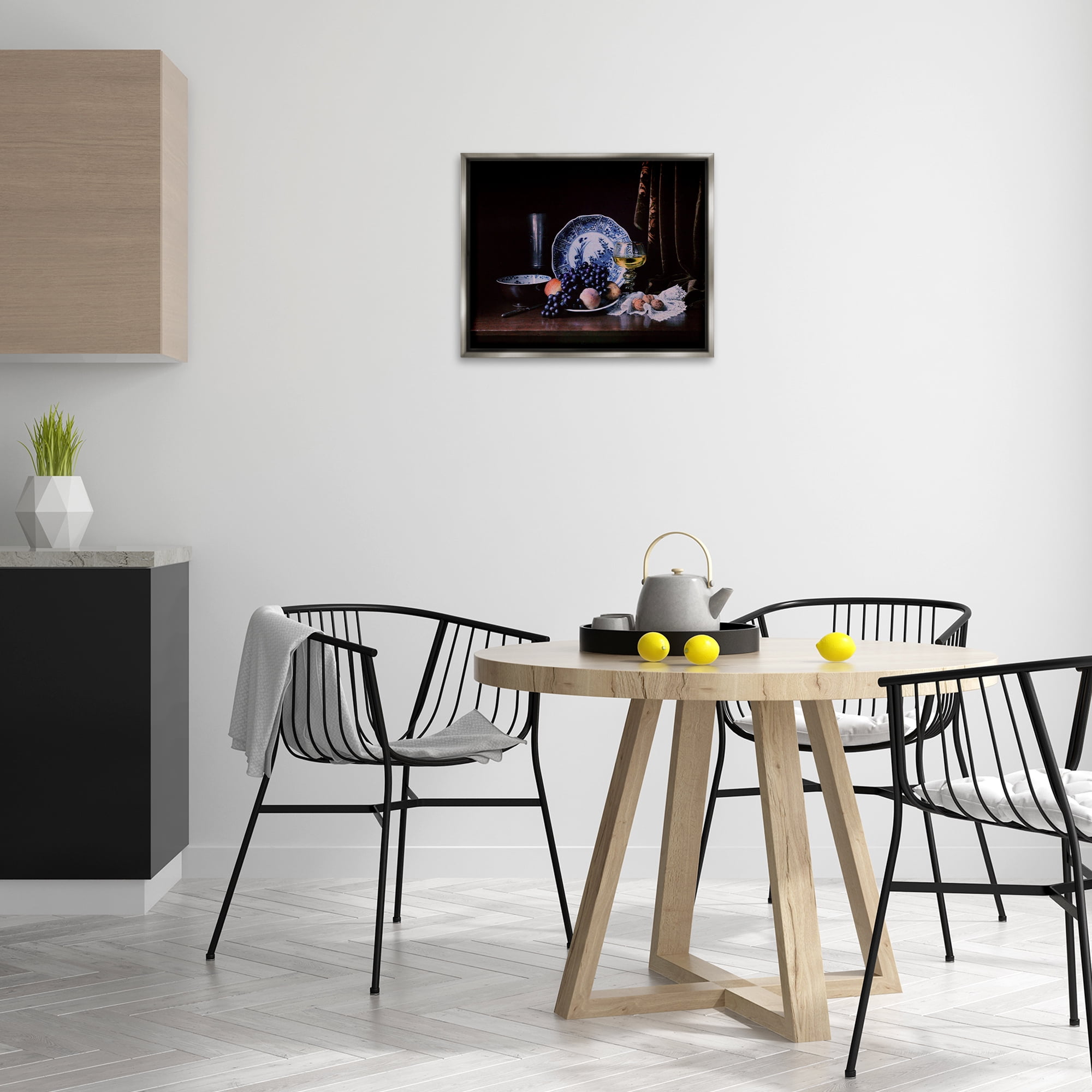 Stupell Industries Baroque Still Life Food & Beverage Photography Gray Floater Framed Canvas Art Print Wall Art, 21 x 17