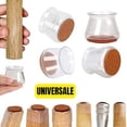 thumbnail image 4 of Juego de 4 protectores para patas de silla, muebles, universales, silicona y fieltro, transparentes, 4 of 5
