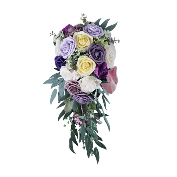 Qarigey Ramo de boda de flores artificiales, realista y duradero, amplia aplicación Ropa, zapatos y accesorios Miscelánea Púrpura de la vendimia
