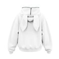 thumbnail image 6 of Girls Rabbit Ears Zip‑Up Hoodie, Kids Solid Color Full Zip Long Sleeve Sweatshirt Outerwear, Cute Casual Hooded Jacket for Autumn Winter School Daily Wear(White,13-14 Years), 6 of 6