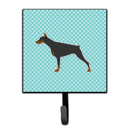 

Carolines Treasures BB3760SH4 Doberman Pinscher Checkerboard Blue Leash or Key Holder 7Hx4.25W multicolor