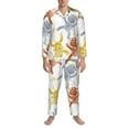 thumbnail image 4 of Kll Cartoon Monkey Sleepwear Mens Flannel Pajamas,Long Cotton Pj Set, 4 of 9