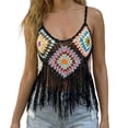 thumbnail image 1 of Mujeres de Verano Tops Casual Gancho de Mano Color Mixto Patchwork Strapless Borded Top para las Mujeres de Verano, Moda Casual Ligero, 1 of 5