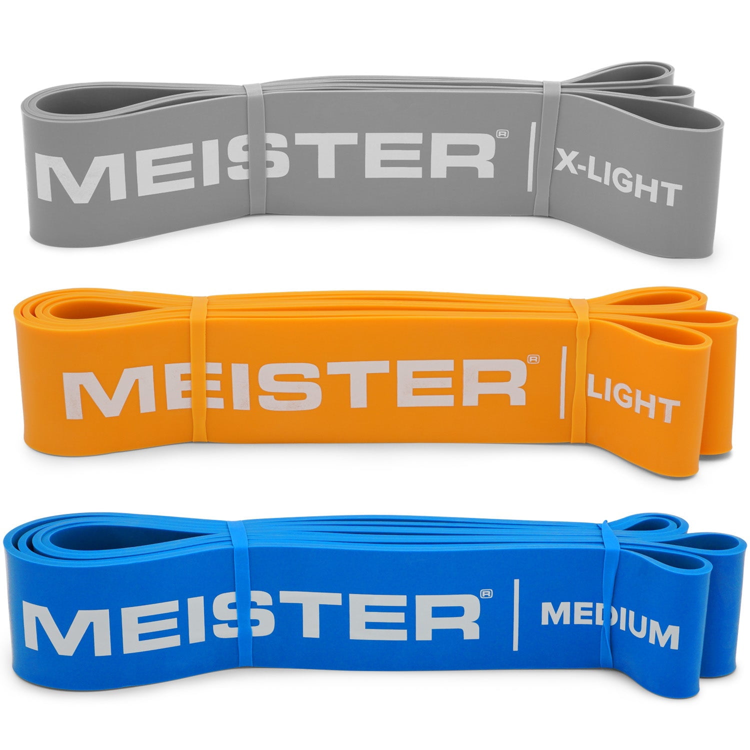 Meister XBand Comfort Width Resistance Band - 41" x 2" - Light 3 Band Set