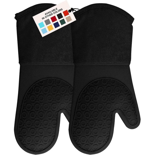 Manopla de horno de silicona YONGSHENG Guantes de cocina Extralargos negro 1 par