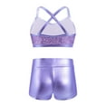 thumbnail image 2 of iEFiEL Kids Girls Sequins 2Pcs Ballet Dance Outfit Crop Top with Metallic Bottoms Set Light Purple 12, 2 of 7