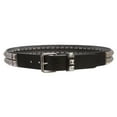 thumbnail image 3 of 1 1/2" Snap On Two Row Punk Rock Star Silver Studded Solid Leather Belt, 3 of 6