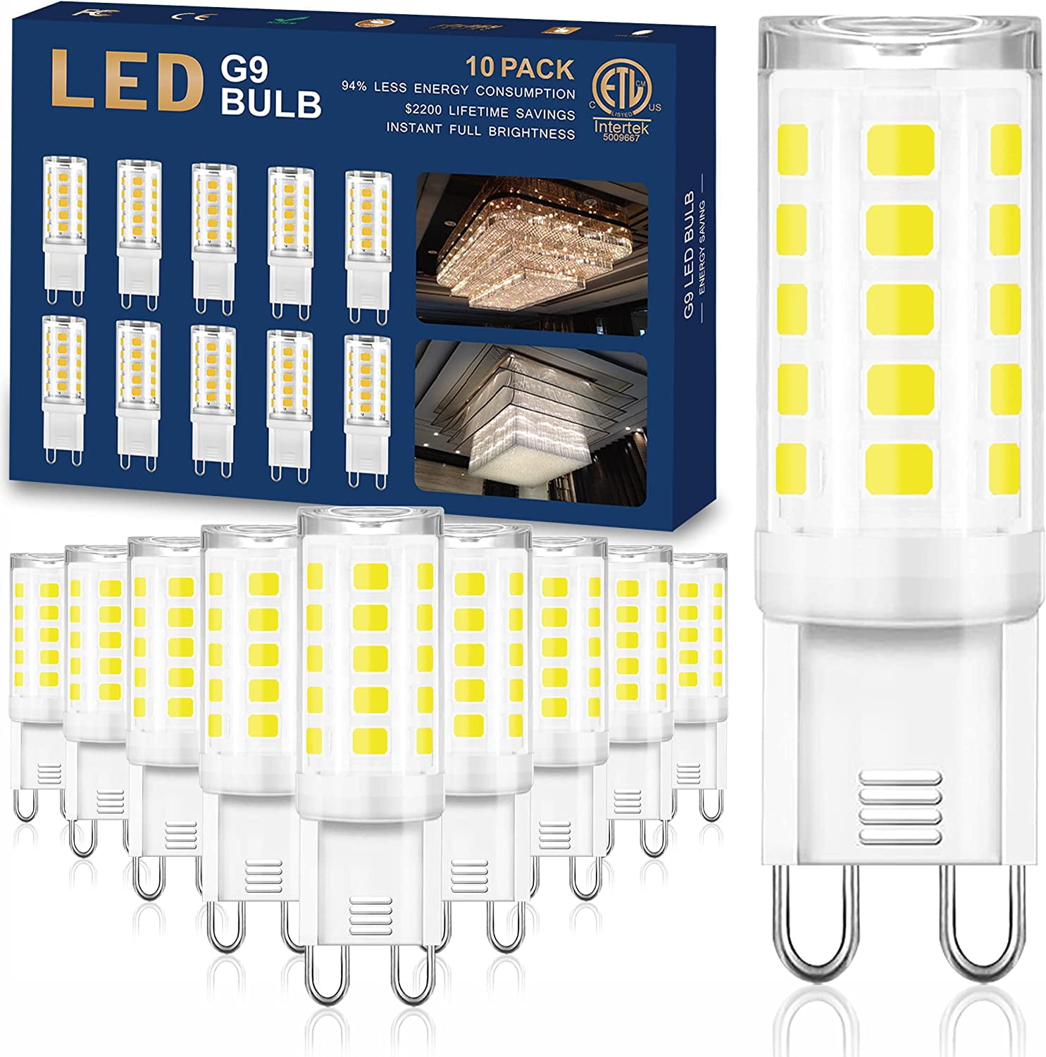 Subjectief kubus bloem 10 Pack G9 LED Bulb T4 Chandelier Light Bulbs 5000K Daylight, 4W (40W  Halogen Replacement) G9 Bi Pin Ceramic Base, 120V AC 360°Beam Angle for,  Barthroom Lamp, Crystal Wall Lamp Not-Dimmable -