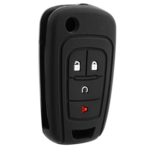 Remote Key Fob Cover Silicone Rubber Skin Remote Start 4-Button Flip Replacement for Buick Encore Chevrolet Chevy Equinox Impala Sonic Trax (KR55WK500733, OHT01060512)
