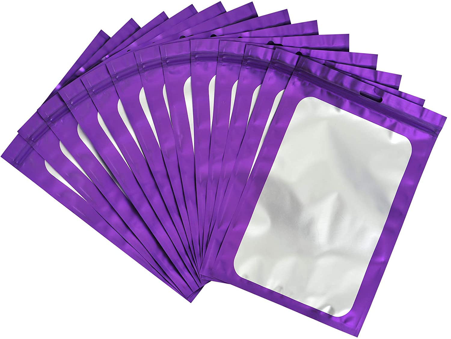 Resealable Aluminum Foil Mylar Zipper Bag Food Storage Purple Flat Package Pouch 