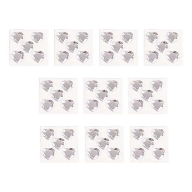 Pegatinas de Diamantes de Imitación Yuarrent Corazón Gemas de Cristal Acrílico Accesorios Artesanía Blanco