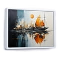 thumbnail image 2 of Designart "Moonlit Sailboat Collage Horizon Dreams III" Transportation Framed Wall Art - Modern Orange Boat Sailing Entryway Framed Wall Art, 2 of 6