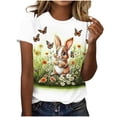 thumbnail image 2 of Pxxlle Easter Short Sleeve T Shirts for Women Funny Bunny Graphic Tees Loose Fit Crewneck Family Party Tshirt for Holiday XXXXXL, 2 of 5