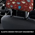 thumbnail image 4 of Kdxio Coffee Cups Pattern Print 2 Piece Car Head Rest Covers Set Auto Front/Rear Seats Headrest Cover Universal Fit Most Cars,Sedan, SUV, 4 of 9