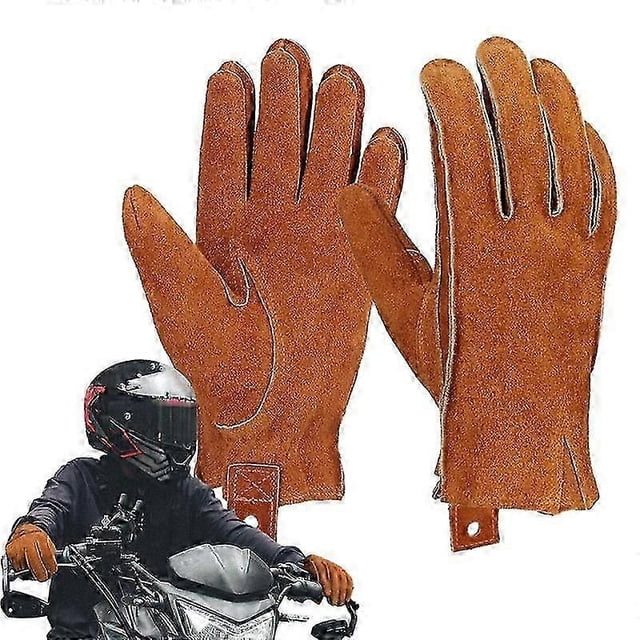 Guantes de moto de cuero de vaca, para pantalla táctil, dedos completos, transpirables, para montar en moto, de cuero genuino, cálidos para invierno.