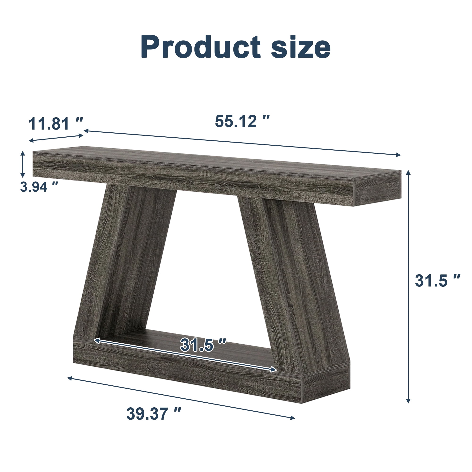 Demi Bonn Farmhouse Console Table, 55" Sofa Table with Storage for Hallway, Bedroom, Living Room, Brown