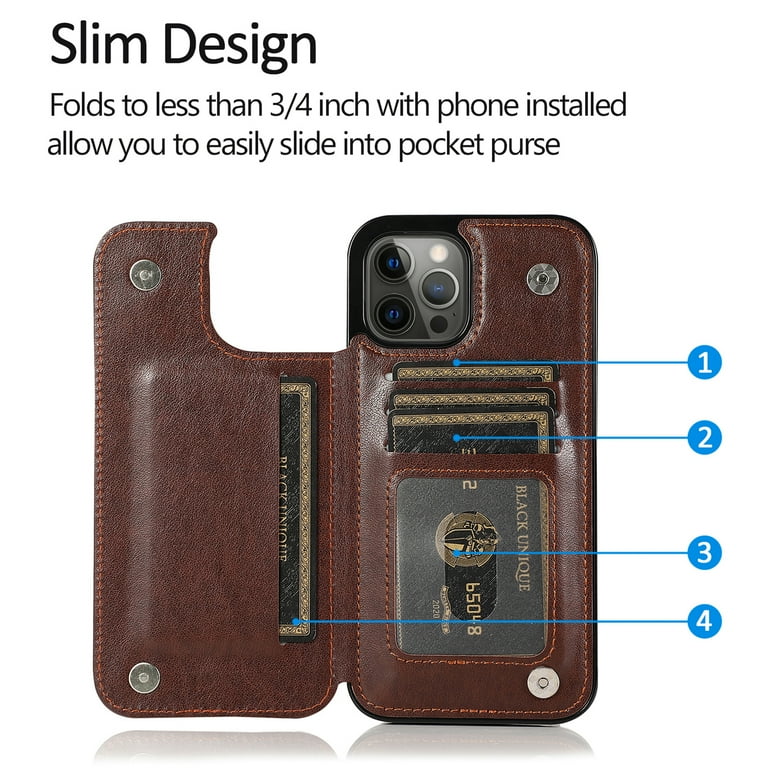 Wallet Case For IPhone 11, Magnetic PU Leather Kickstand Flip Cover With 3 Card Slots Holder TPU Shockproof Interior Folio Phone Case Compatible For