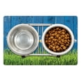 thumbnail image 1 of Flower Pet Mat for Food and Water, Fresh Springtime Grass and Daisy on Fence Summer Simple Vintage Style Print, Non-Slip Rubber Mat for Dogs and Cats, 18" X 12", by Ambesonne, 1 of 2