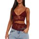 thumbnail image 1 of Camiseta sin mangas Pivanzore Y2K de encaje, malla transparente, color rojo XL para mujer, 1 of 5
