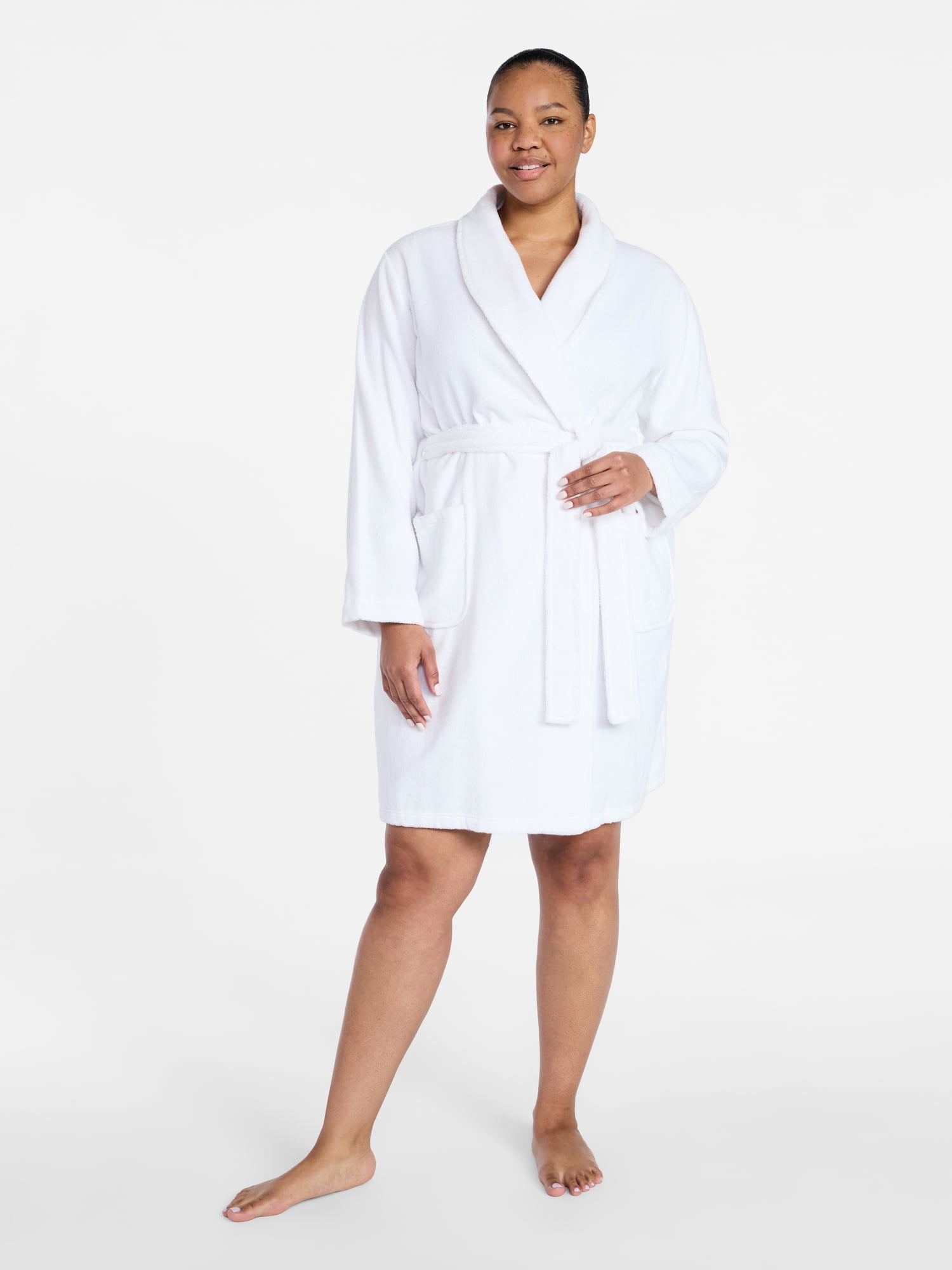 Joyspun Women's Cotton Terry Robe, Sizes S-3X
