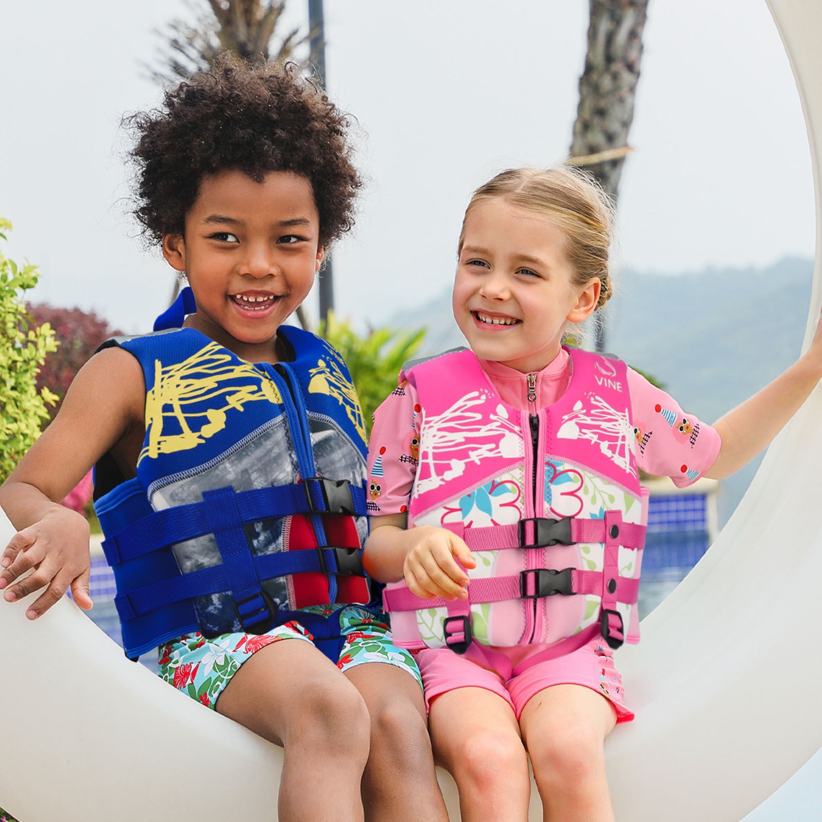 Gogokids Kids Swim Vest Flotation Life Jacket Bouyancy Swimwear with Adjustable Harness,Blue