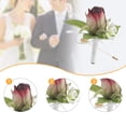 thumbnail image 6 of balikha Men Wedding Boutonniere Brooch Pin Romantic Artificial Rose Flower Boutonniere Suit Decoration for Bridegroom Groom Ceremony Red, 6 of 9