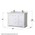 thumbnail image 6 of Wyndham Collection Square Sinks Wood Double Bathroom Vanity in White/Gold, 6 of 6