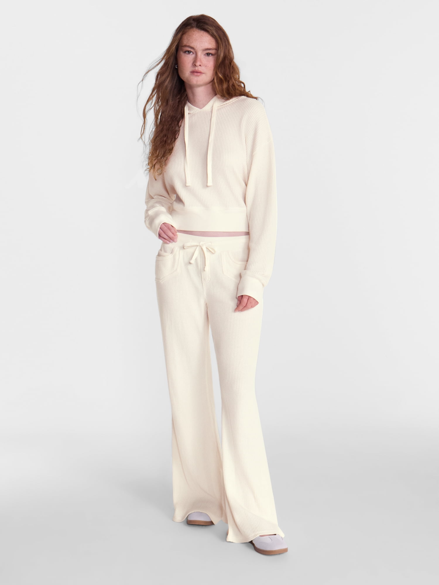 No Boundaries Waffle Knit Flare Pants, 31.5'' Inseam, Women's XXS-XXL