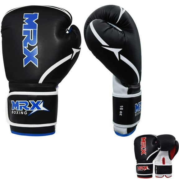 Punching Bag Gloves, Heavy Duty Long Strap, Martial Arts Mitts Suitable for Men Women, Kara Cage Fighting, Combat Sports Training, Muay Thai, Punching Bag and Kickboxing Black Blue 10oz